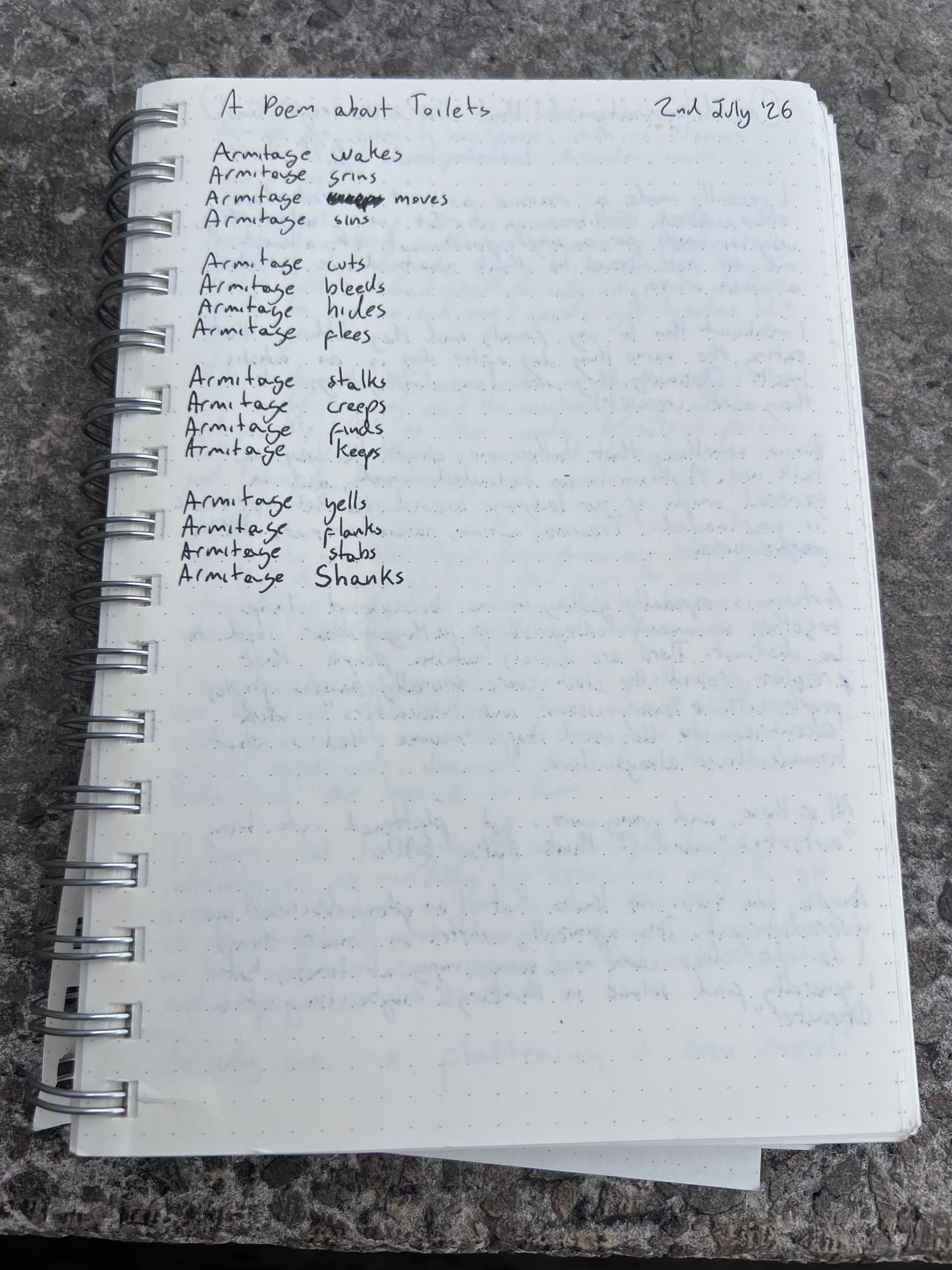 A handwritten poem titled A Poem about Toilets